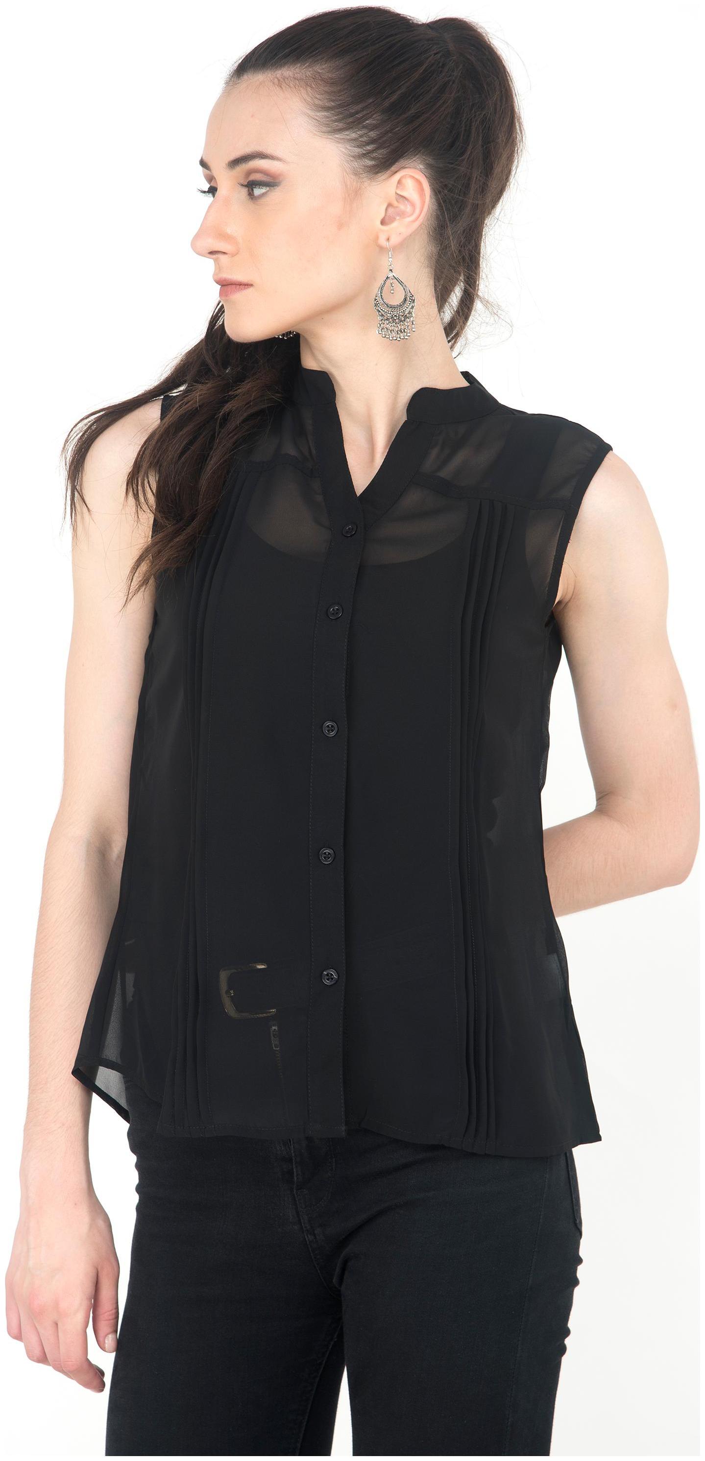 

WISH TREE Women Black Solid Slim Fit Shirt