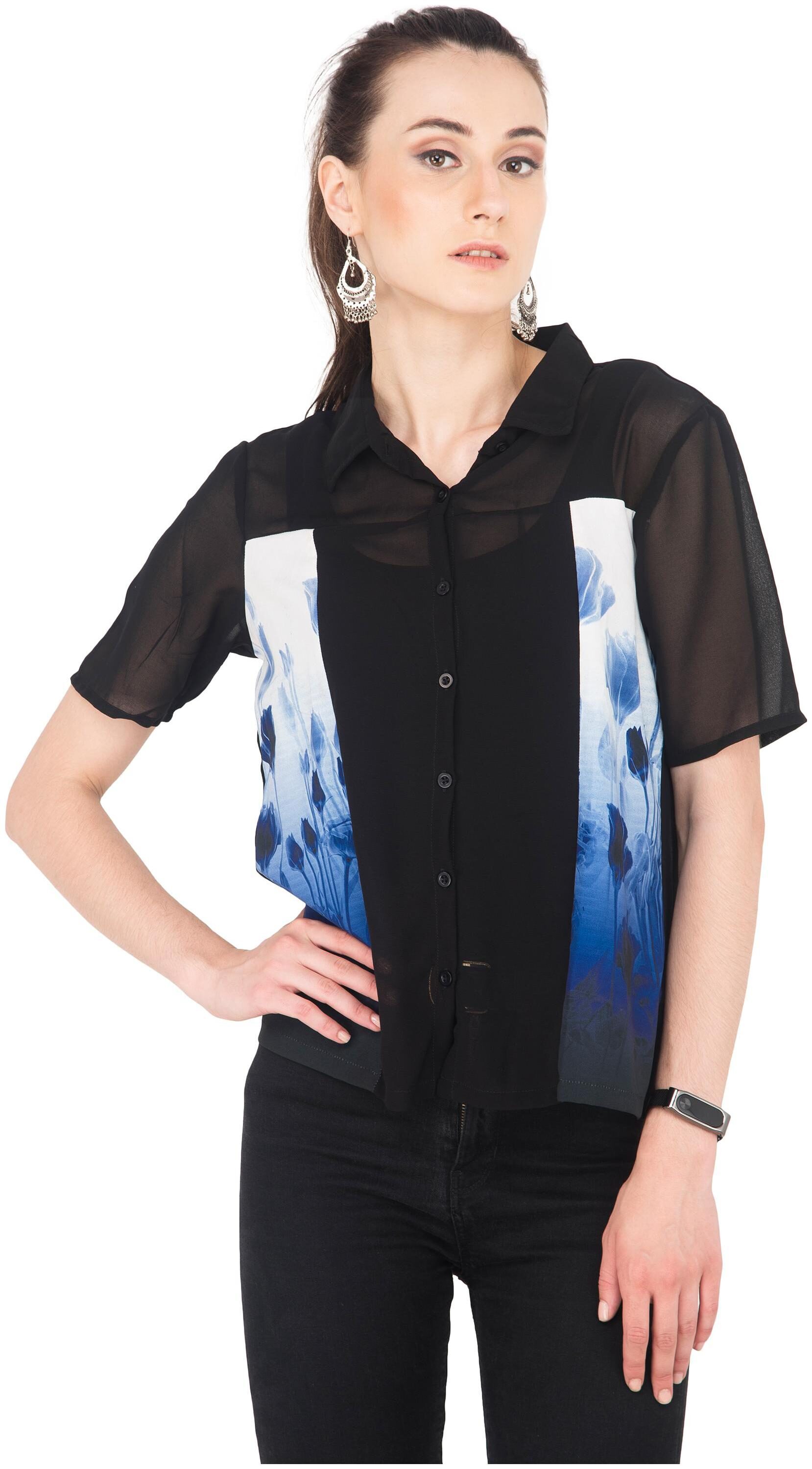 

WISH TREE Women Black Floral Slim Fit Shirt