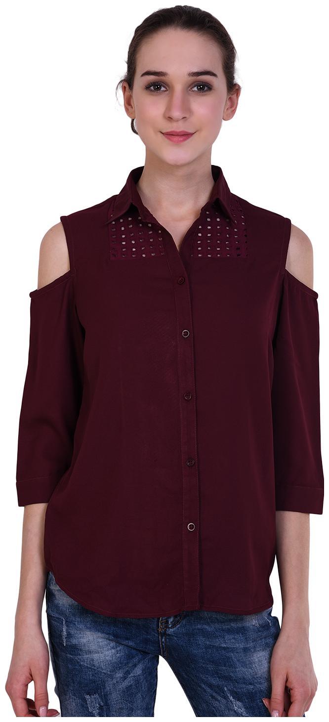

WISH TREE Women Brown Solid Slim Fit Shirt