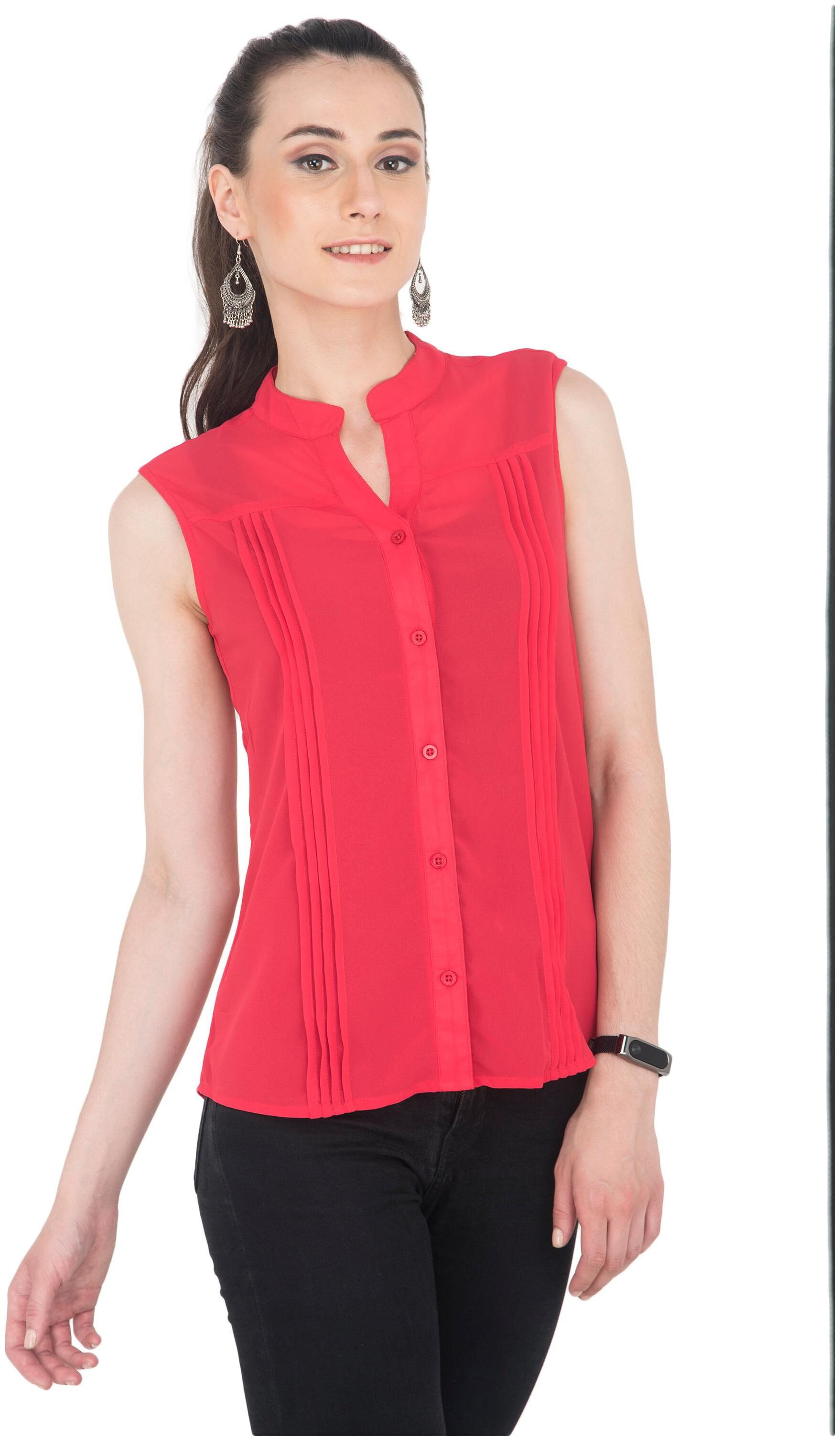 

WISH TREE Women Red Solid Slim Fit Shirt