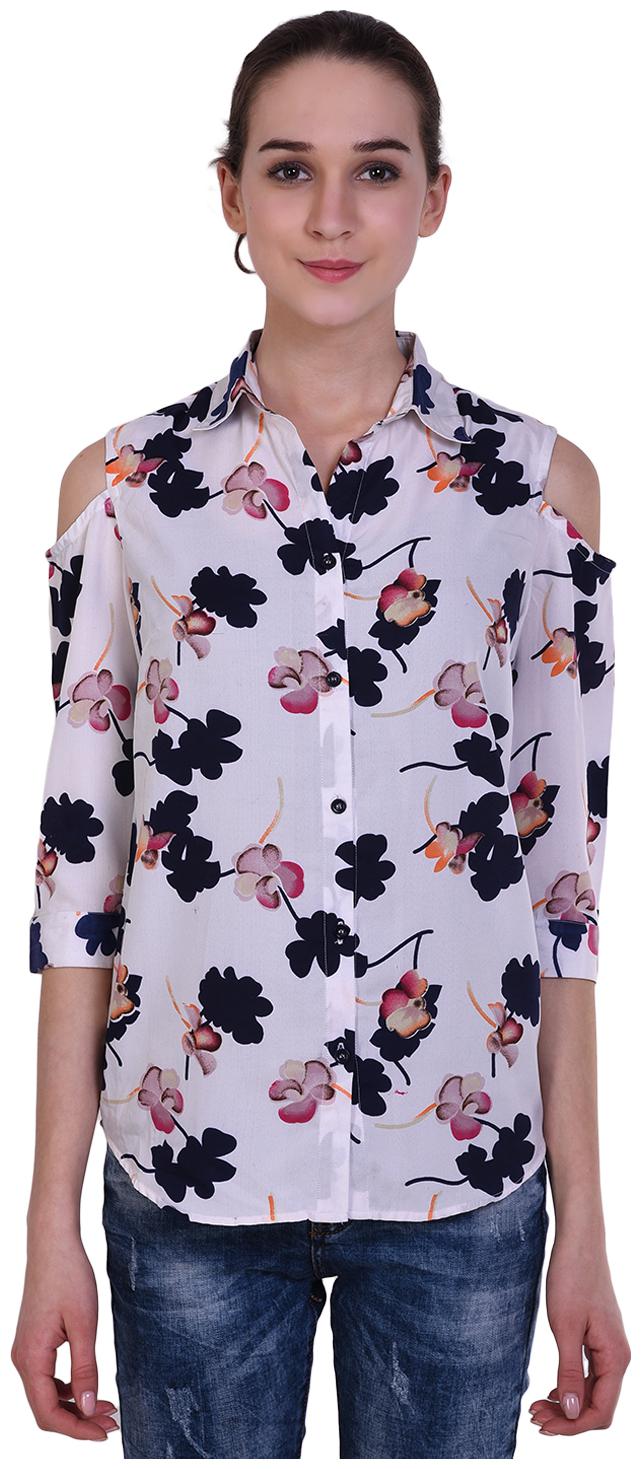

WISH TREE Women White Floral Slim Fit Shirt