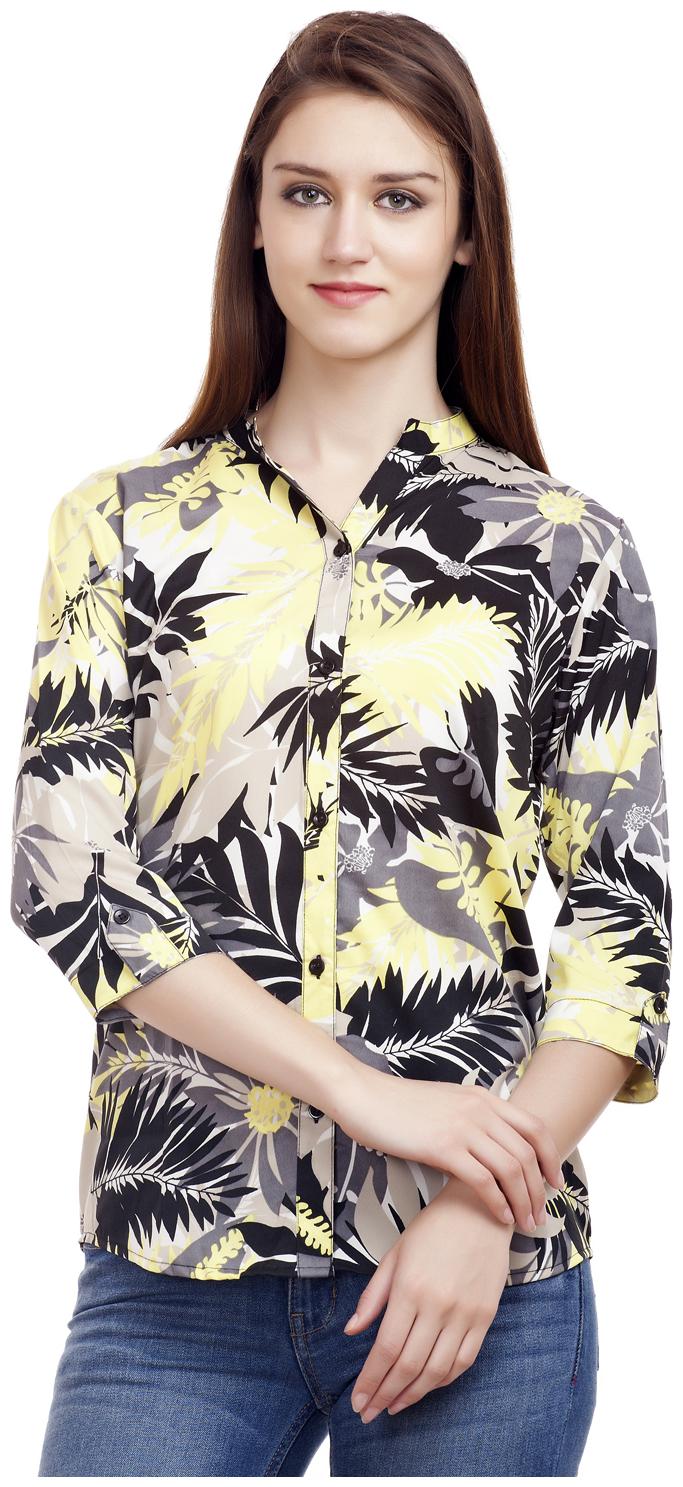 

WISH TREE Women Yellow Floral Slim Fit Shirt