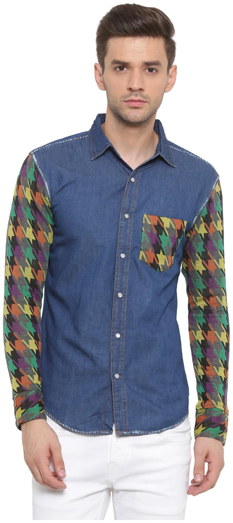 

WITH Men Yellow Solid Slim Fit Casual Shirt