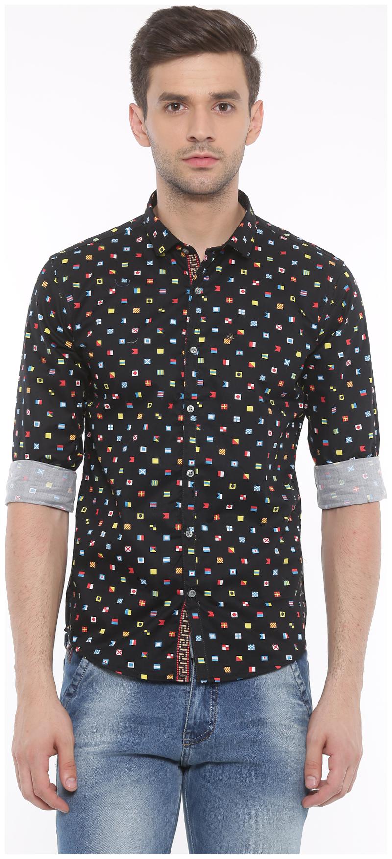 

WITH Men Black Printed Slim Fit Casual Shirt