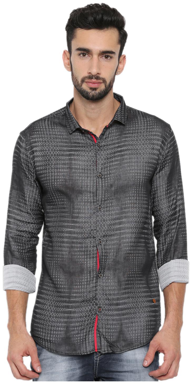 

WITH Men Black Printed Slim Fit Casual Shirt