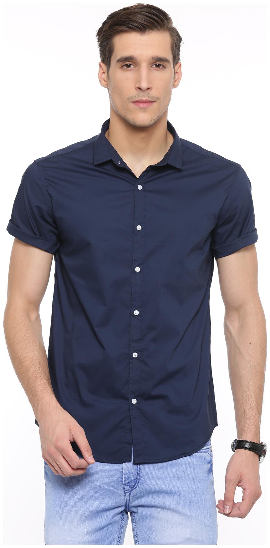

WITH Men Blue Solid Slim Fit Casual Shirt