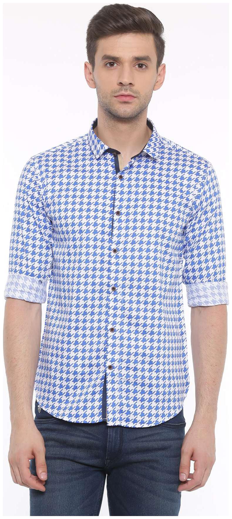 

WITH Men White Printed Slim Fit Casual Shirt