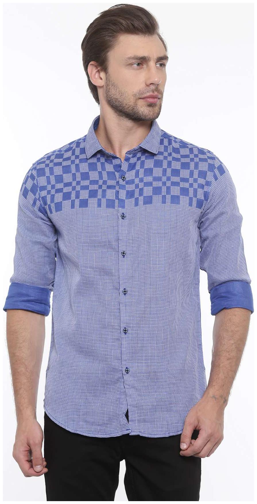 

WITH Men Red Checked Slim Fit Casual Shirt