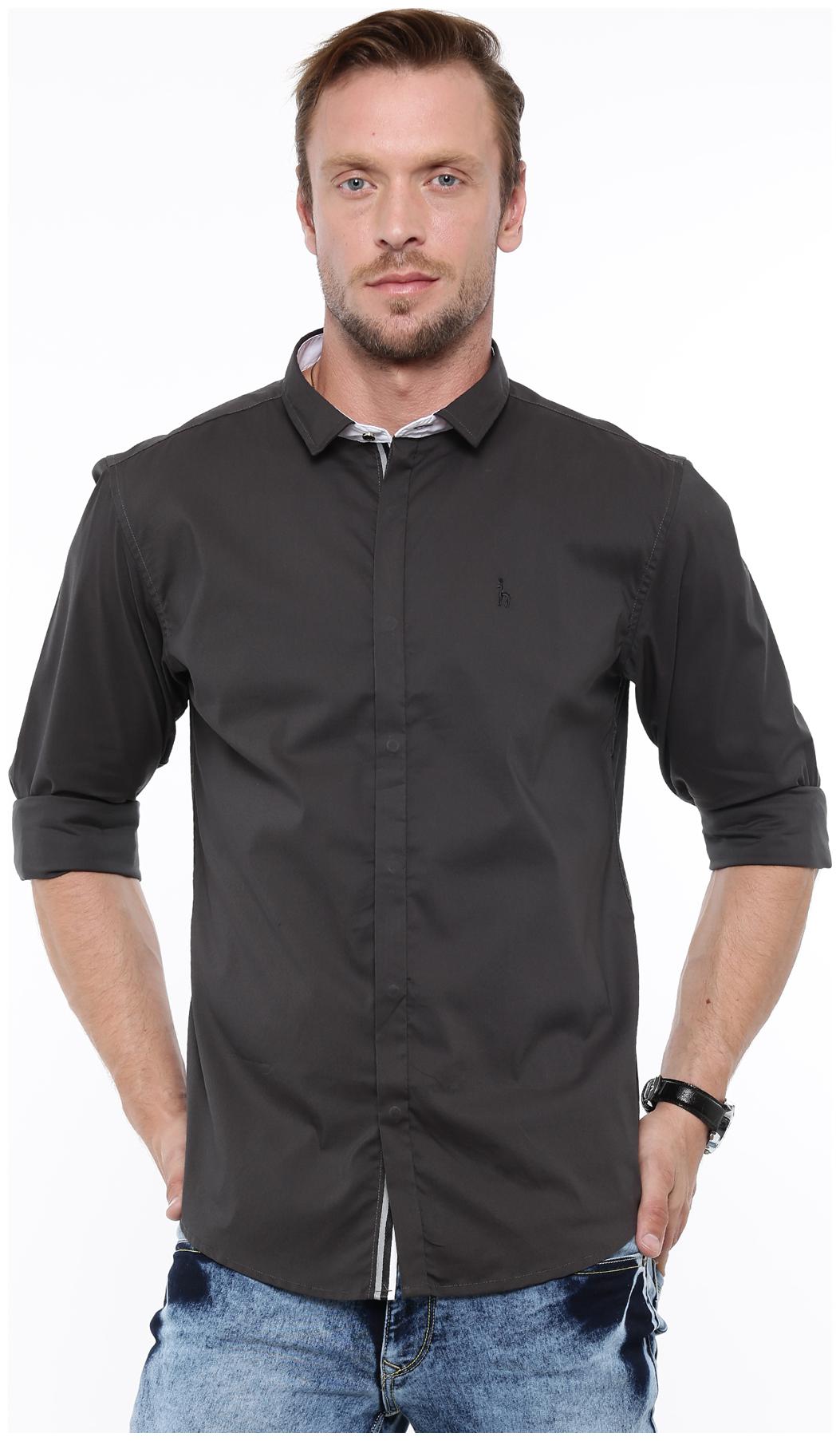 

WITH Men Black Solid Slim Fit Casual Shirt