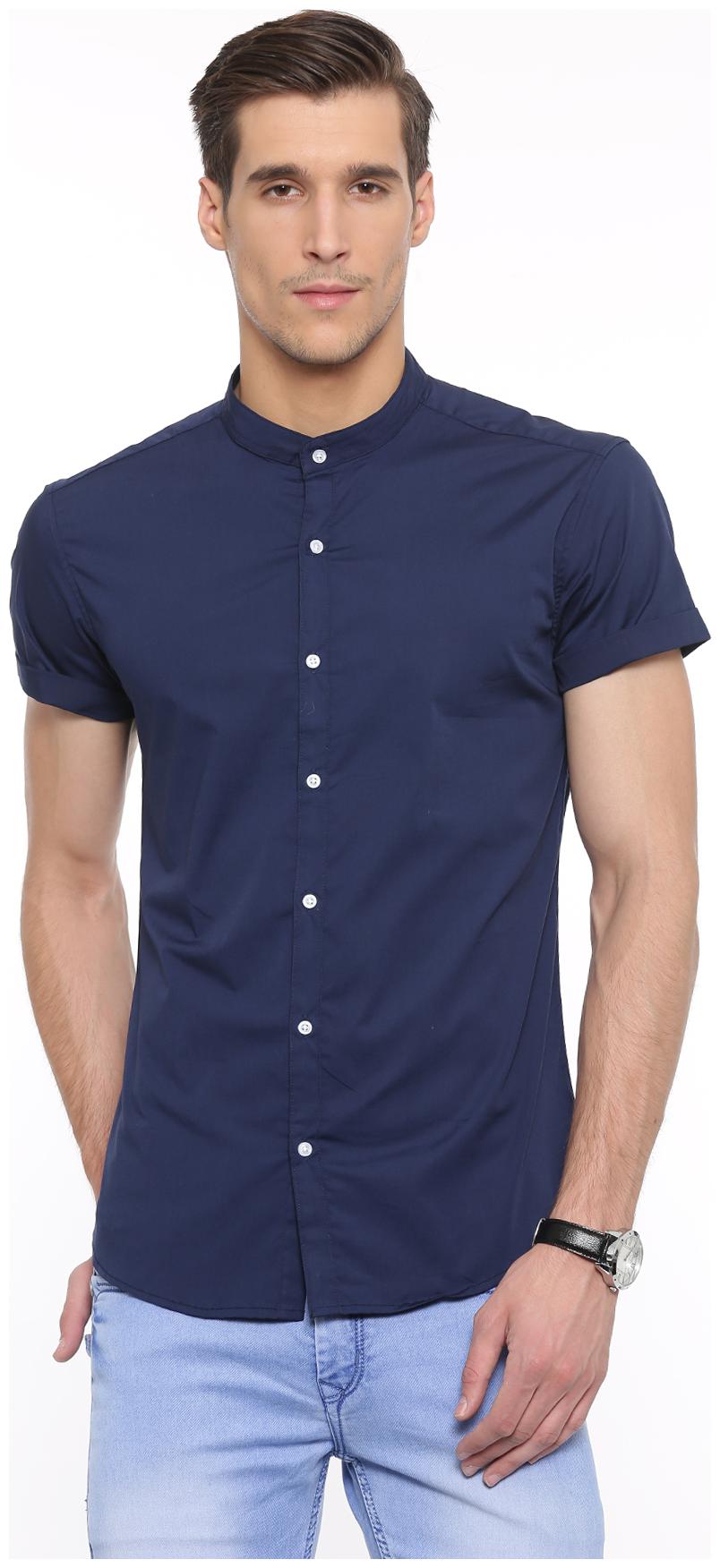

WITH Men Blue Solid Slim Fit Casual Shirt