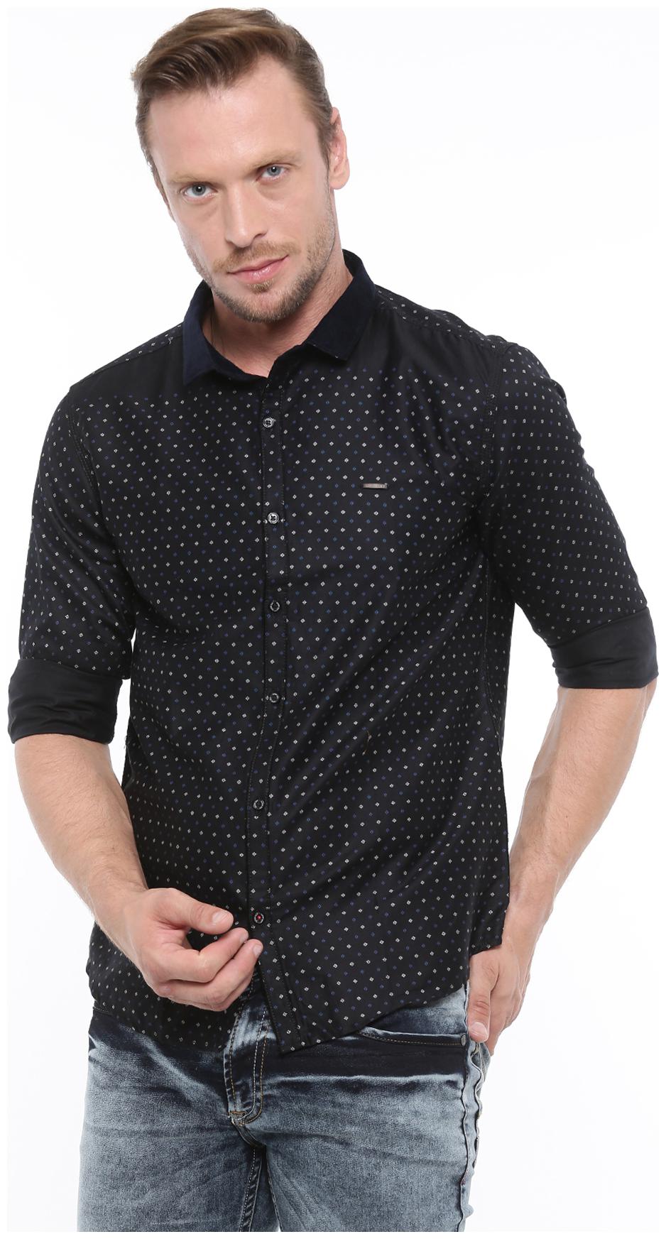 

WITH Men Black Printed Slim Fit Casual Shirt