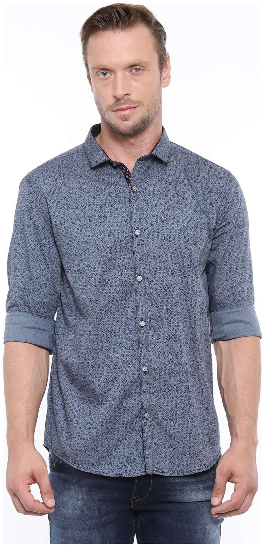 

WITH Men Grey Printed Slim Fit Casual Shirt