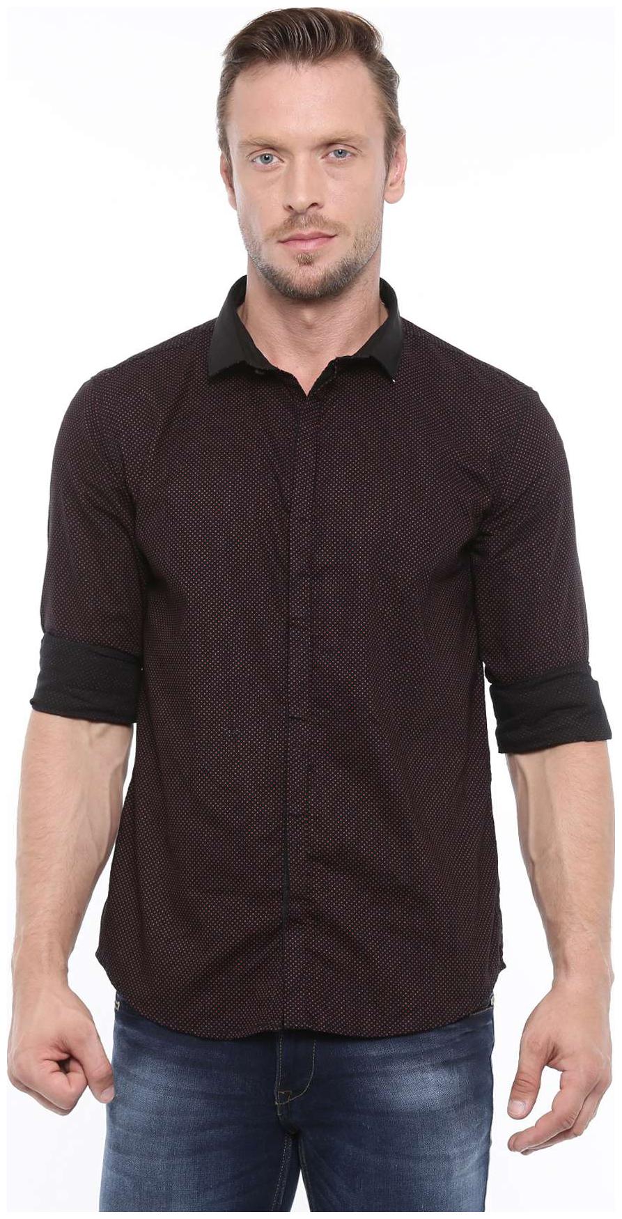 

WITH Men Black Printed Slim Fit Casual Shirt