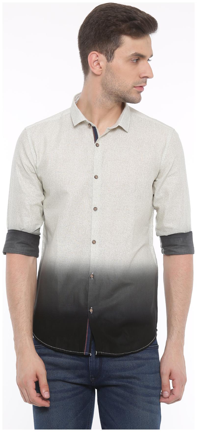 

WITH Men Grey Solid Slim Fit Casual Shirt