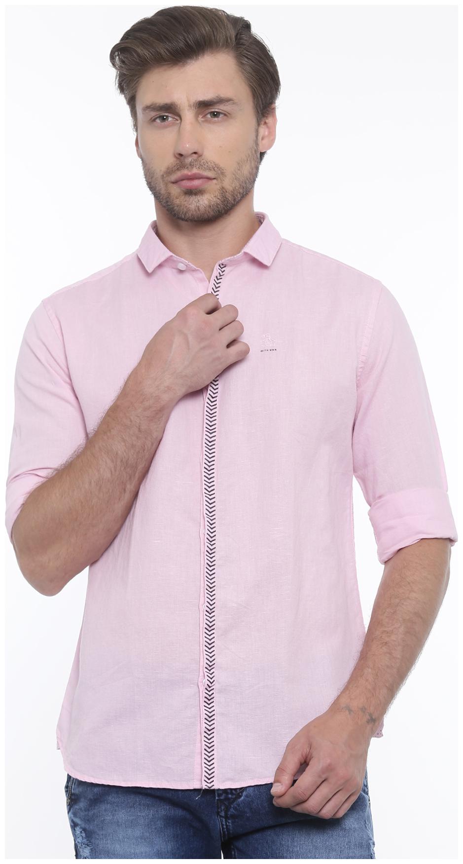 

WITH Men Pink Printed Slim Fit Casual Shirt
