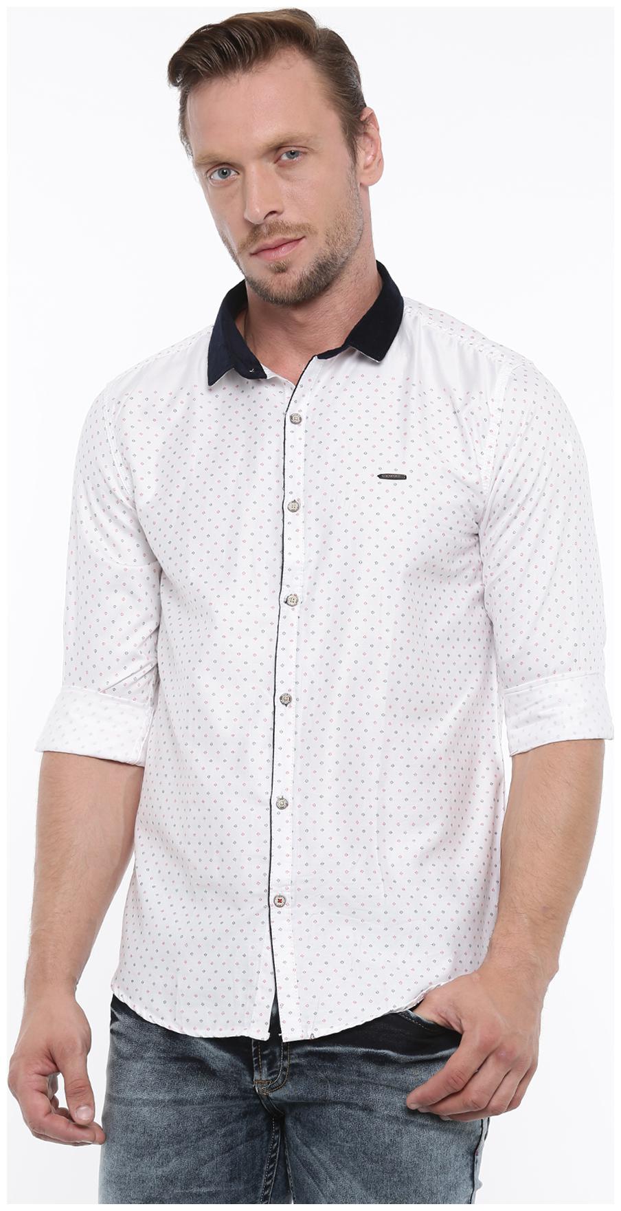 

WITH Men White Printed Slim Fit Casual Shirt