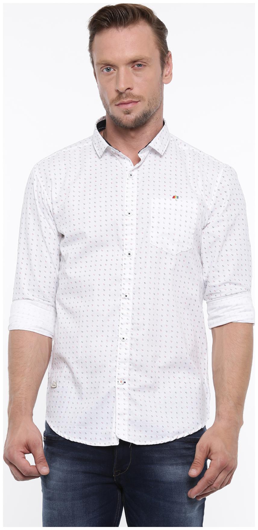 

WITH Men White Printed Slim Fit Casual Shirt