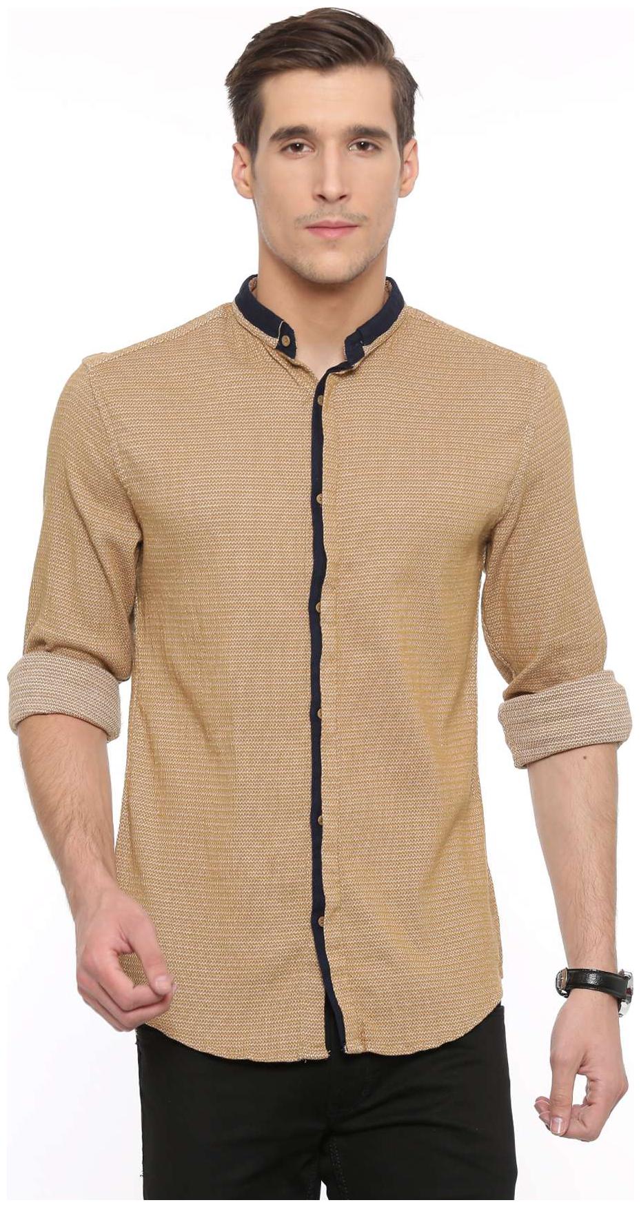 

WITH Men Brown Solid Slim Fit Casual Shirt