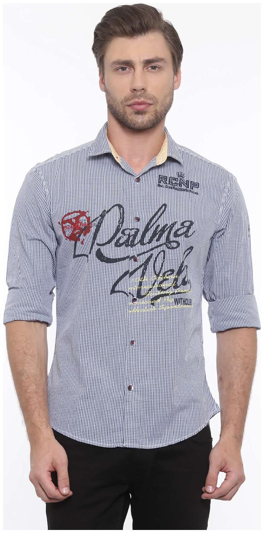 

WITH Men Blue Checked Slim Fit Casual Shirt