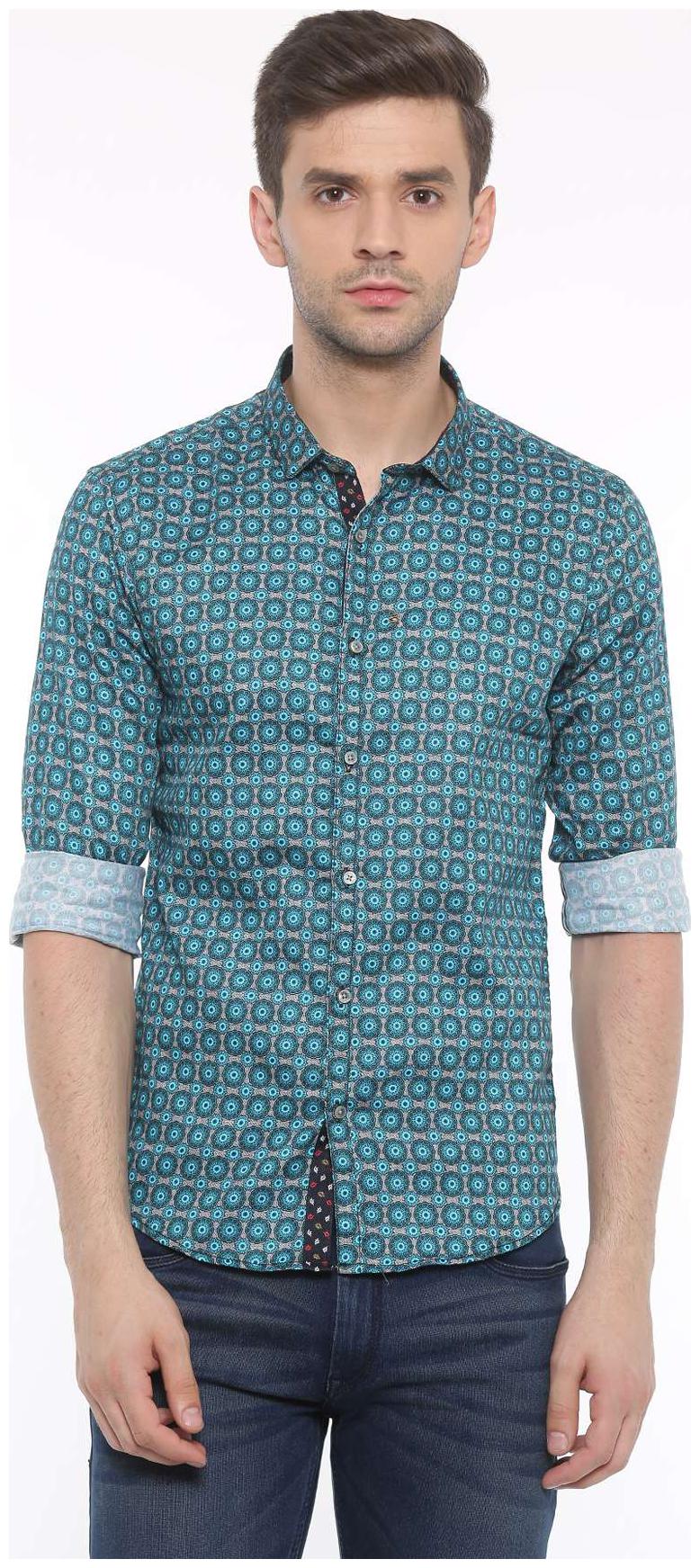 

WITH Men Grey Printed Slim Fit Casual Shirt