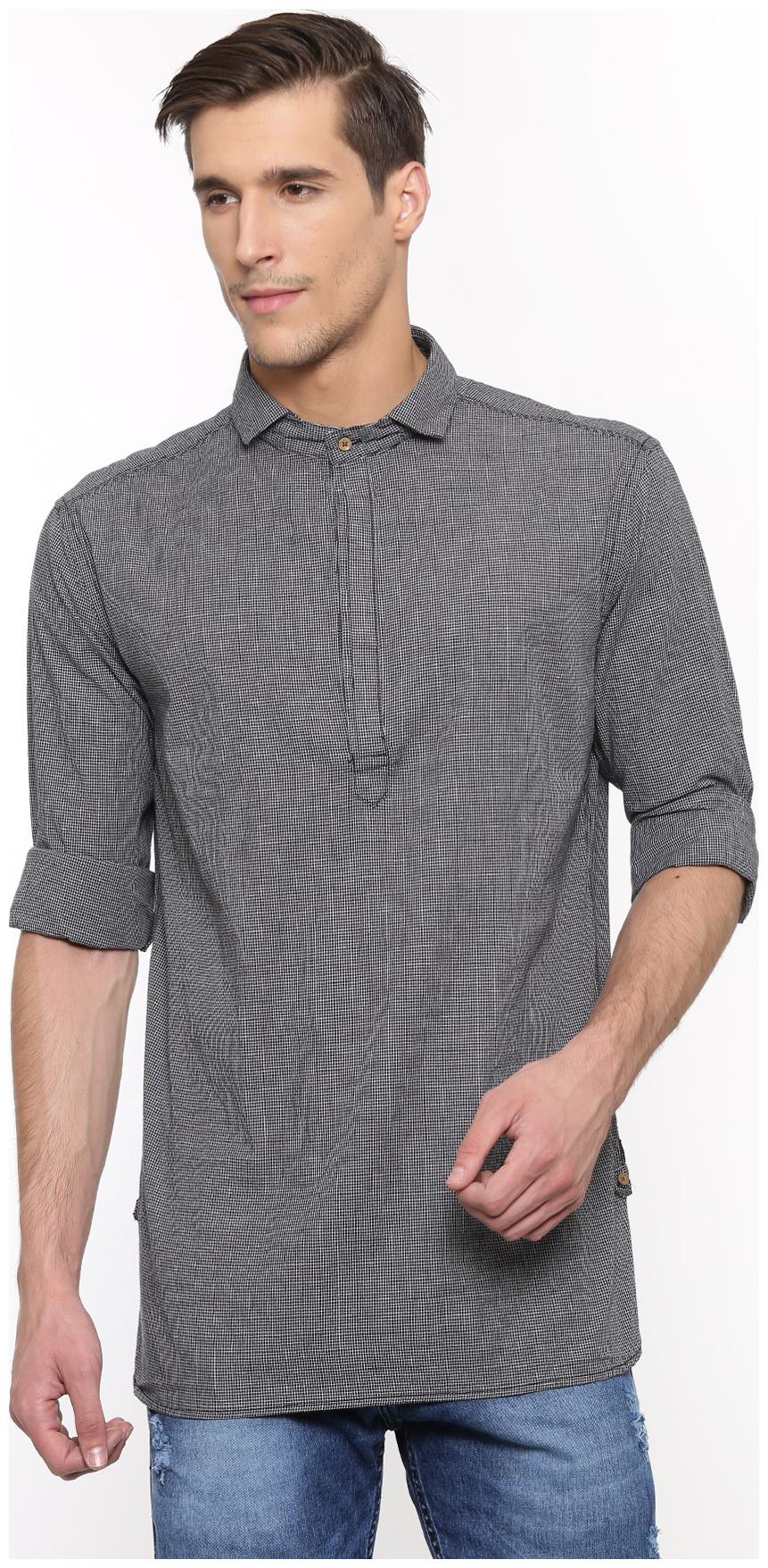 

WITH Men Black Checked Slim Fit Casual Shirt