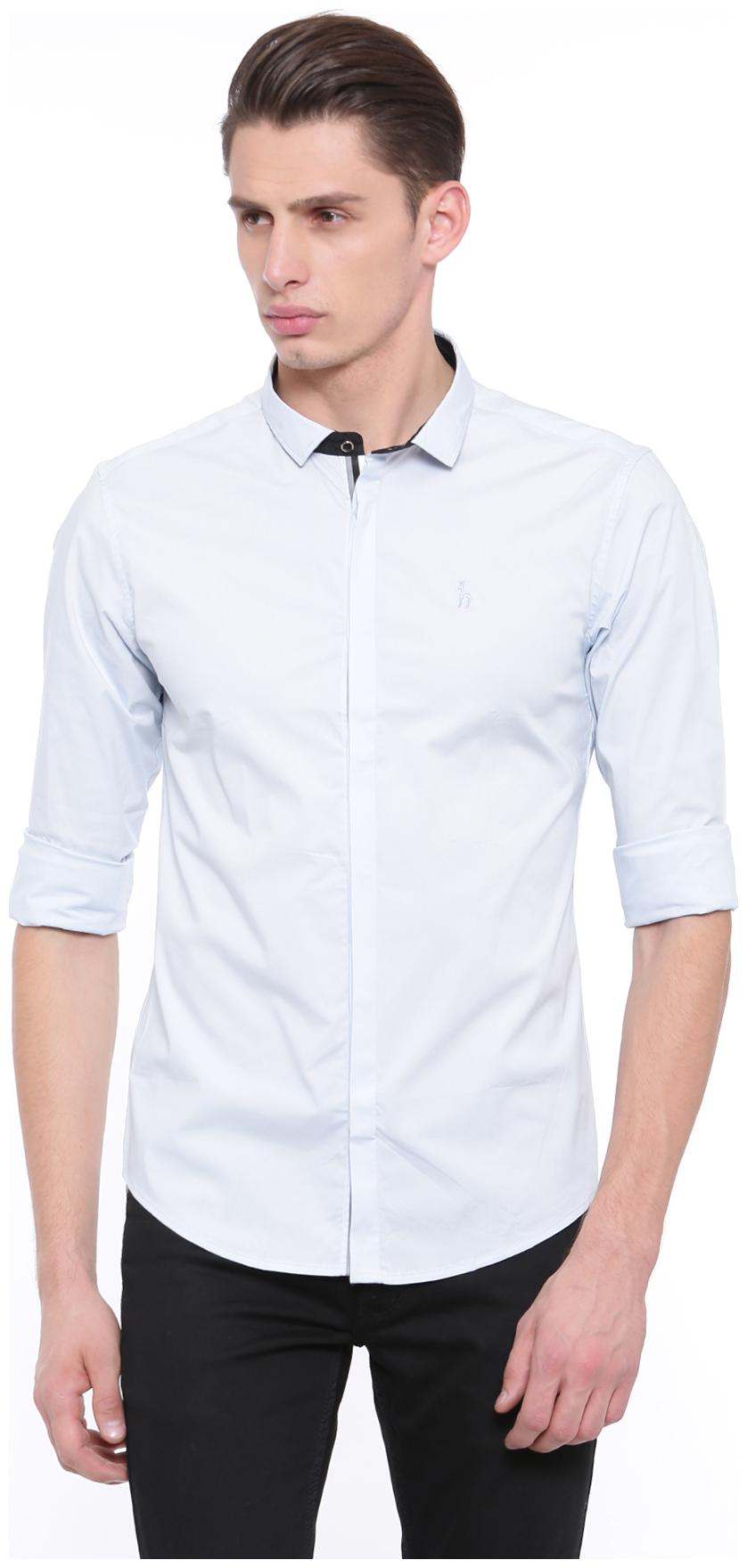 

WITH Men Blue Solid Slim Fit Casual Shirt