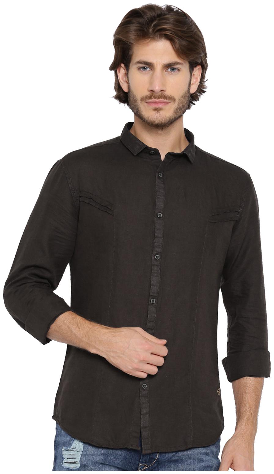 

WITH Men Brown Solid Slim Fit Casual Shirt