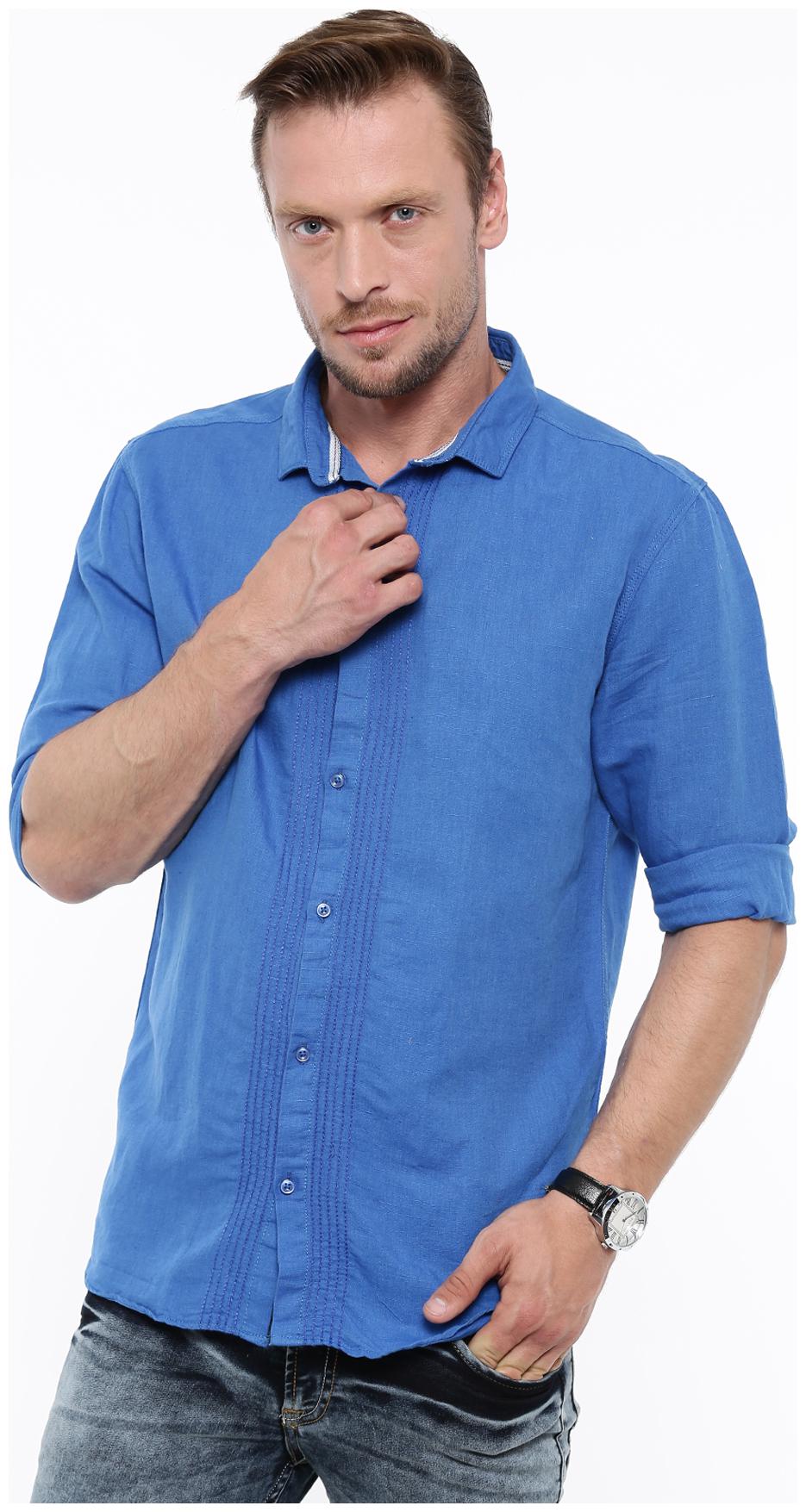 

WITH Men Blue Solid Slim Fit Casual Shirt