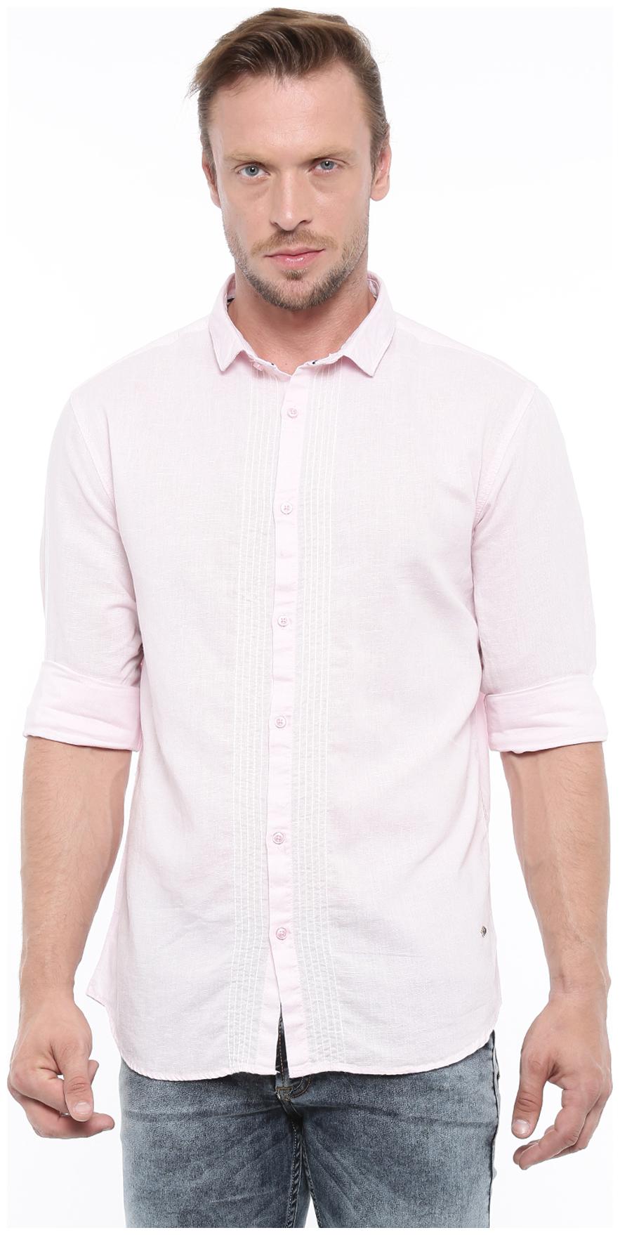 

WITH Men Pink Solid Slim Fit Casual Shirt