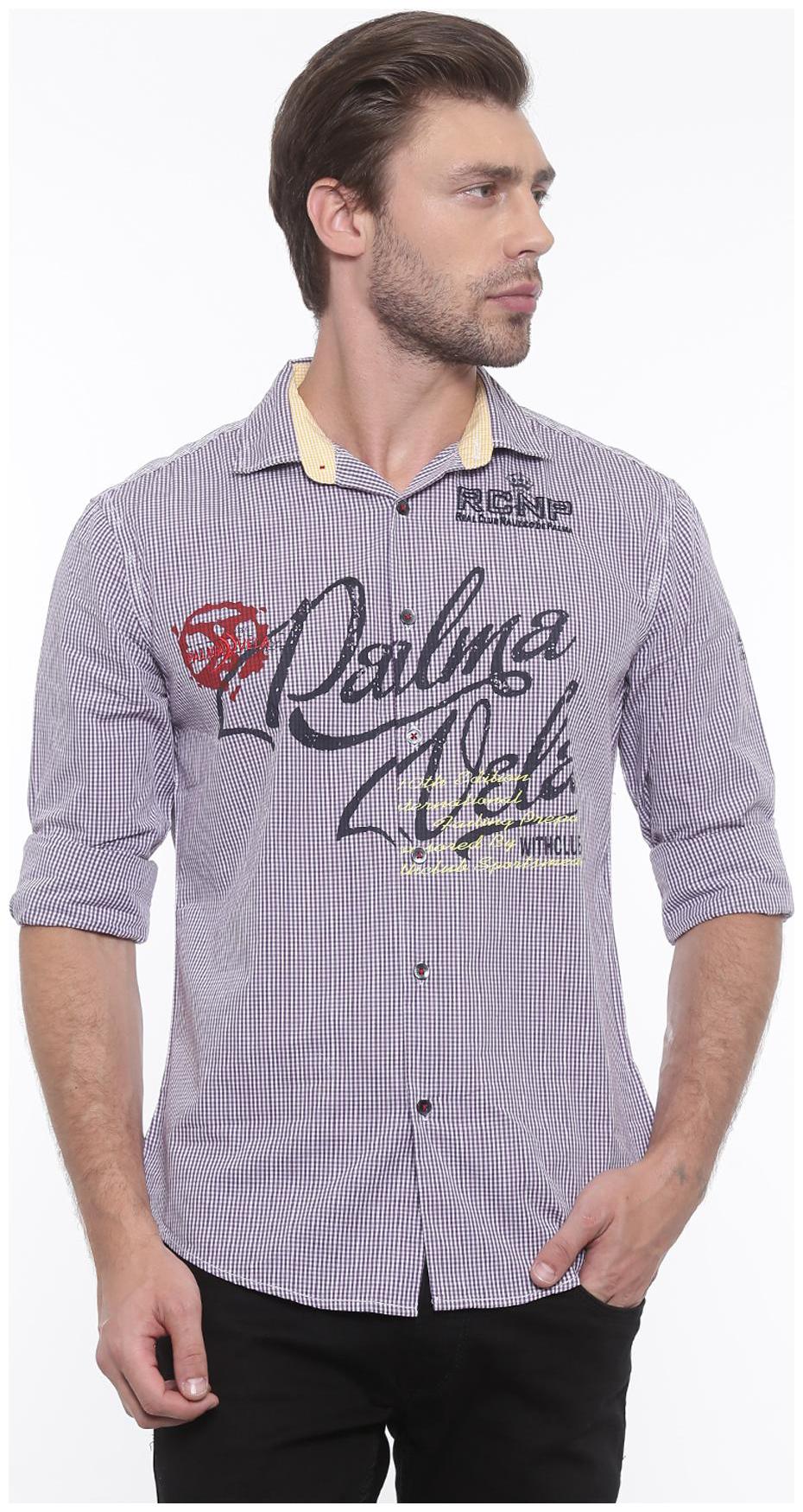 

WITH Men Purple Checked Slim Fit Casual Shirt