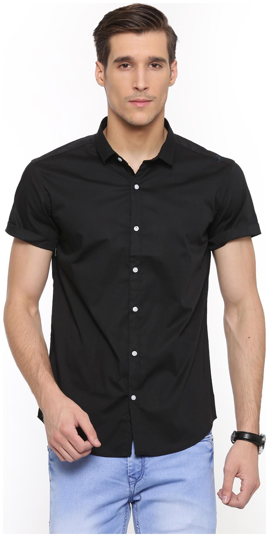 

WITH Men Black Solid Slim Fit Casual Shirt