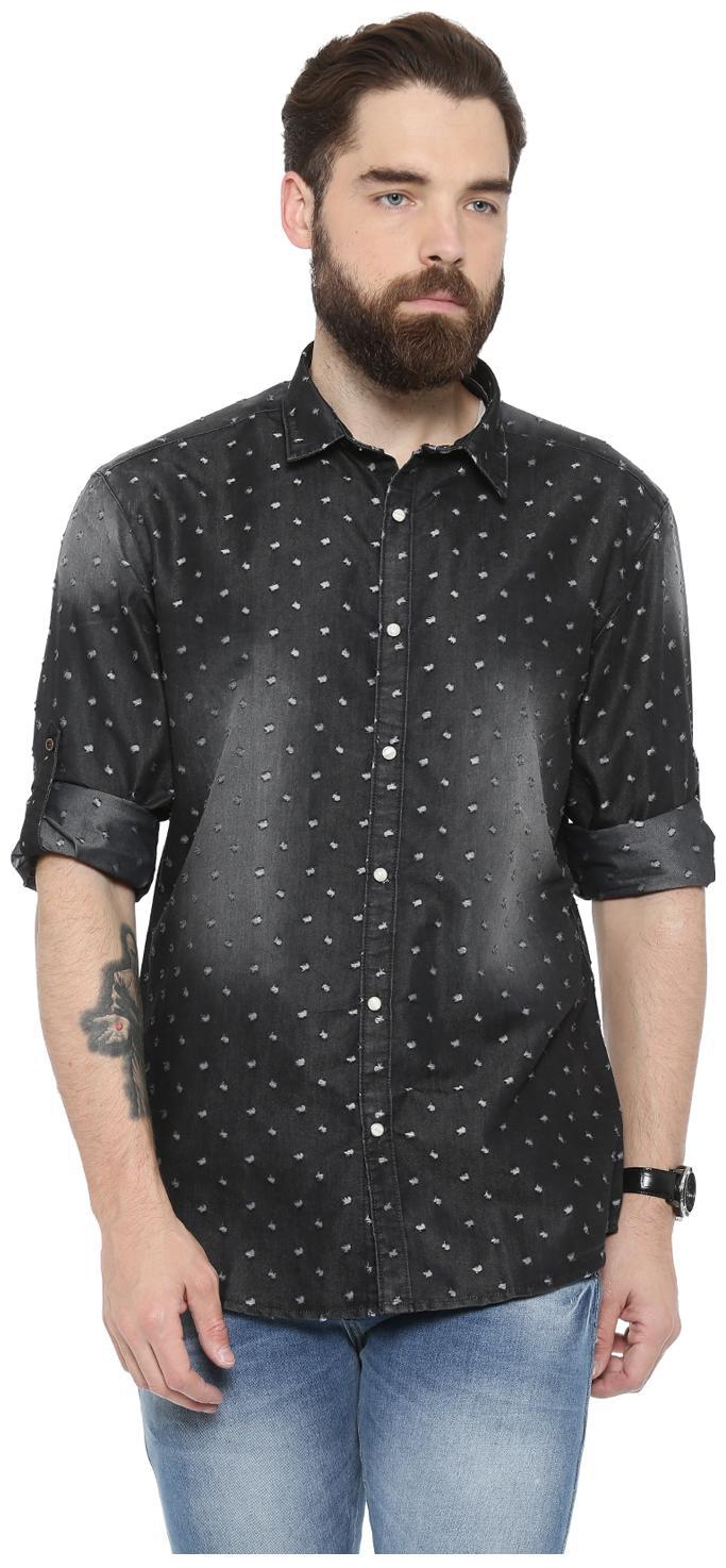 

WITH Men Blue Solid Slim Fit Casual Shirt