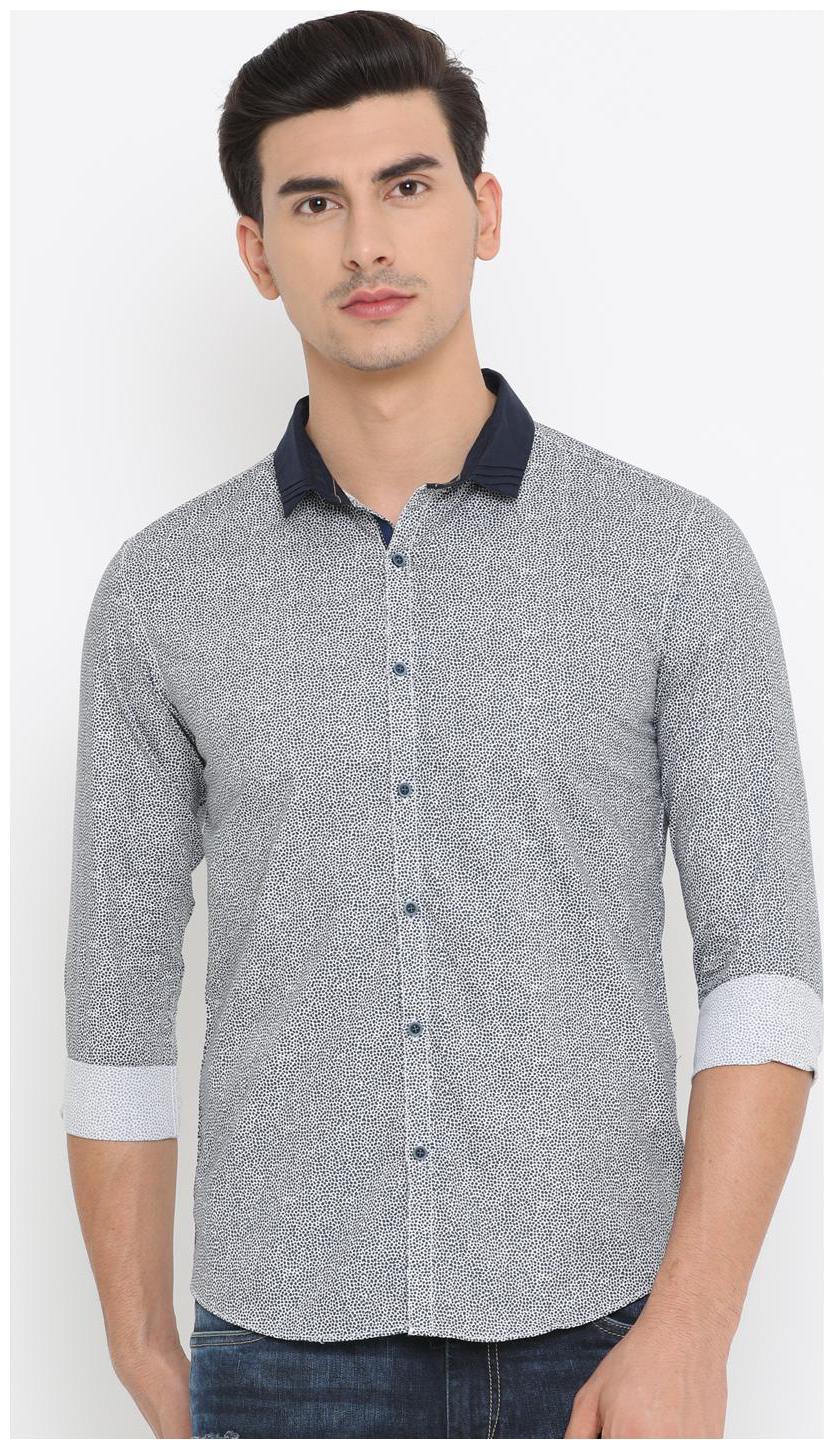 

WITH Men White Printed Slim Fit Casual Shirt