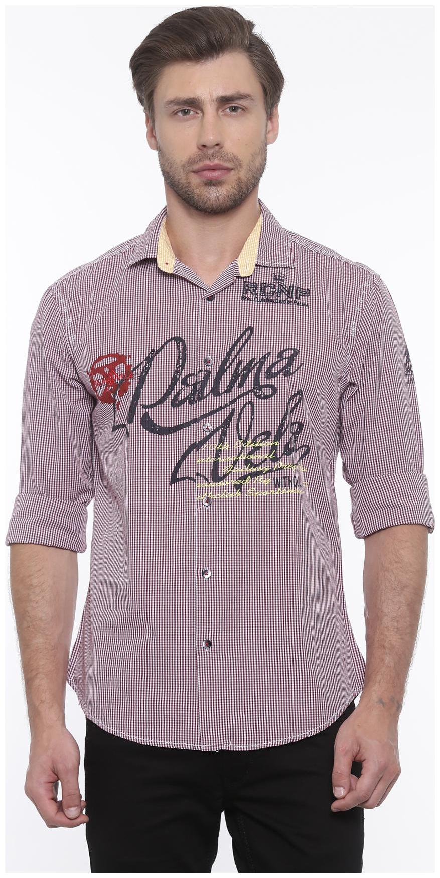 

WITH Men Red Checked Slim Fit Casual Shirt