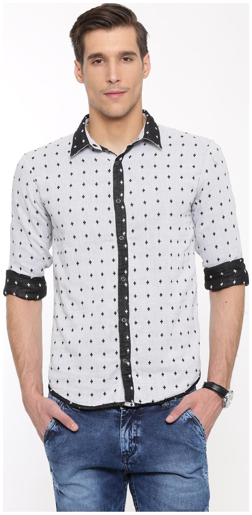 

WITH Men Black Printed Slim Fit Casual Shirt