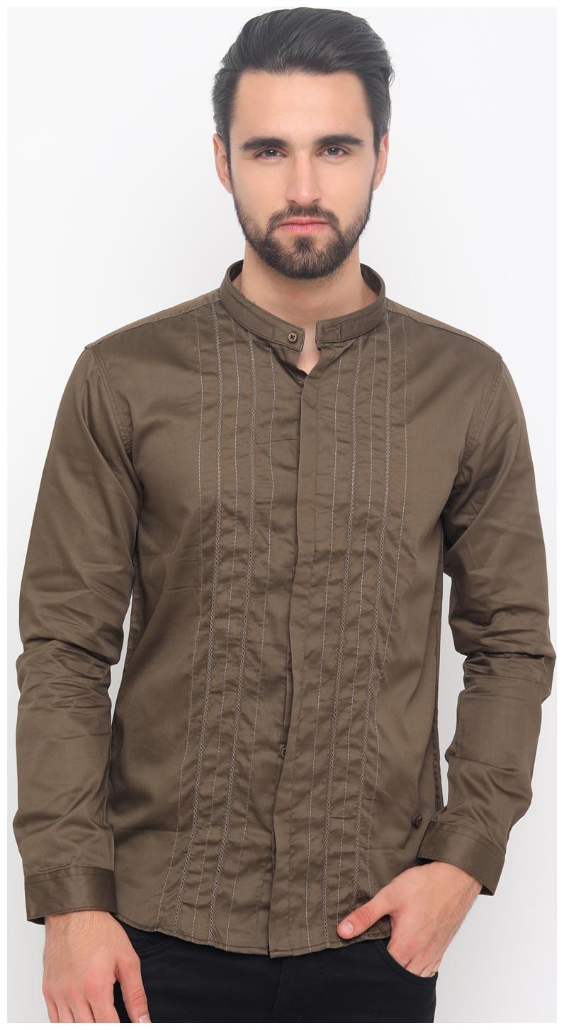 

WITH Men Grey Vertical Stripes Slim Fit Casual Shirt
