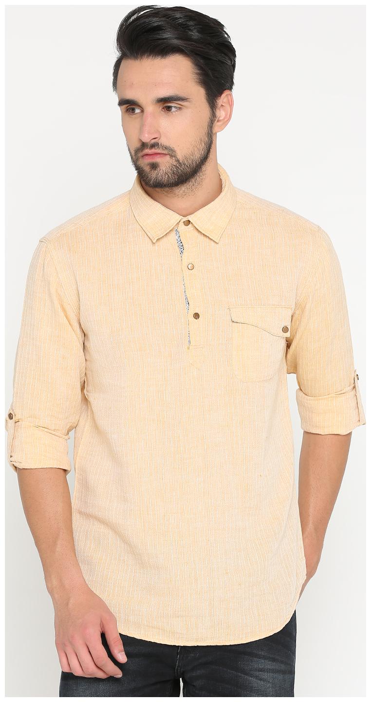

Show off Men Yellow Vertical Stripes Slim Fit Casual Shirt