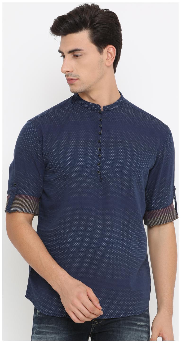 

WITH Men Blue Printed Slim Fit Casual Shirt