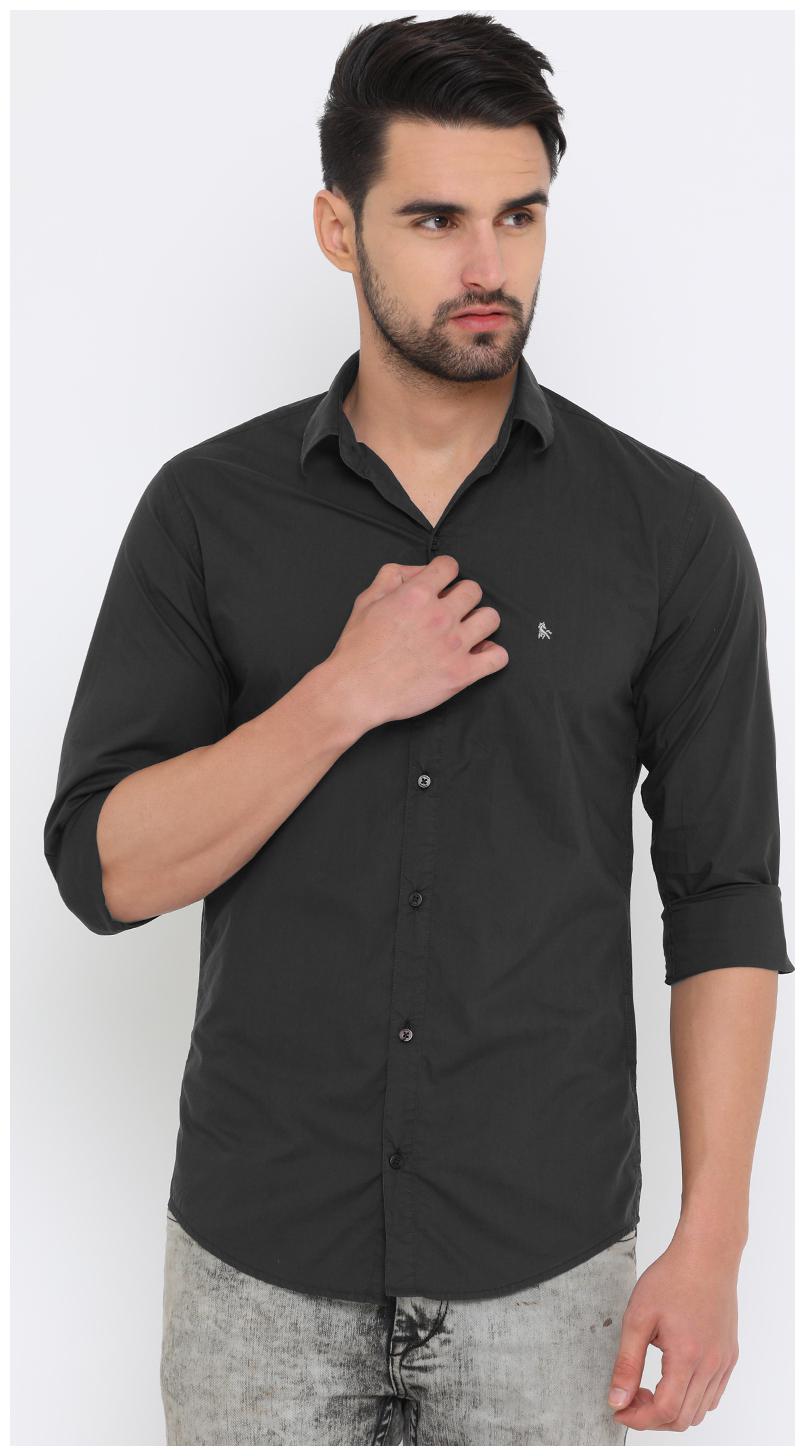 

WITH Men Black Solid Slim Fit Casual Shirt