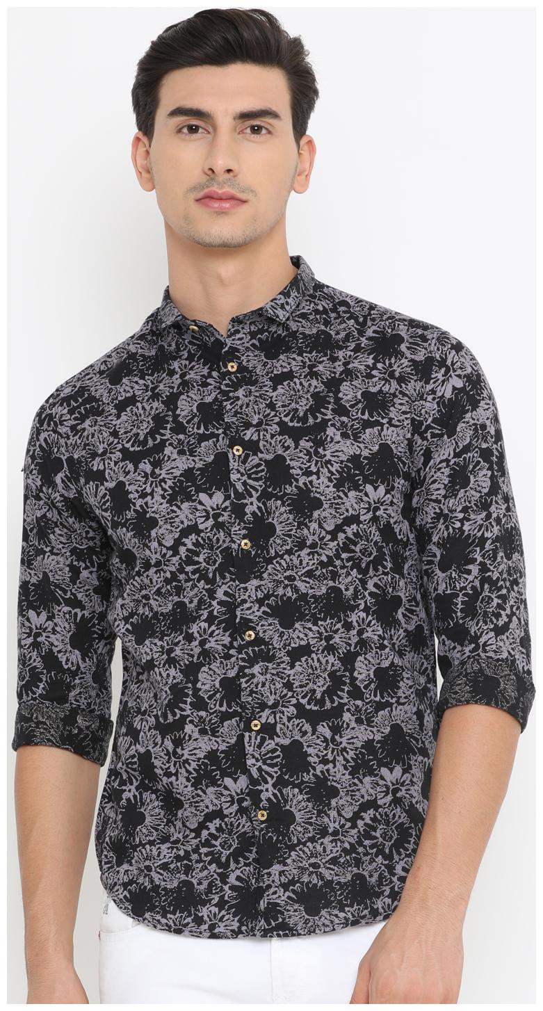 

WITH Men Black Printed Slim Fit Casual Shirt