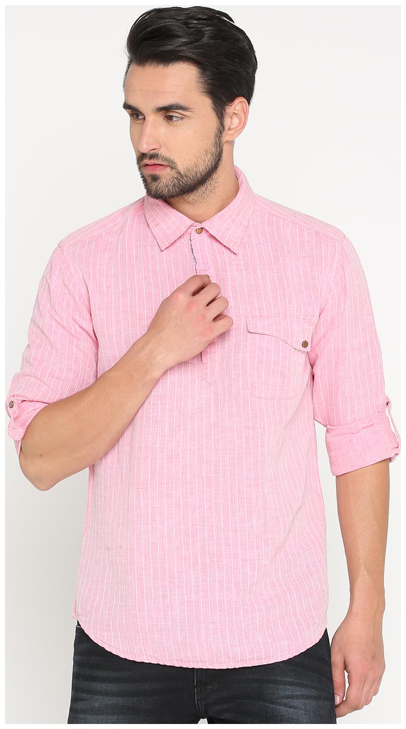

Show off Men Pink Vertical Stripes Slim Fit Casual Shirt