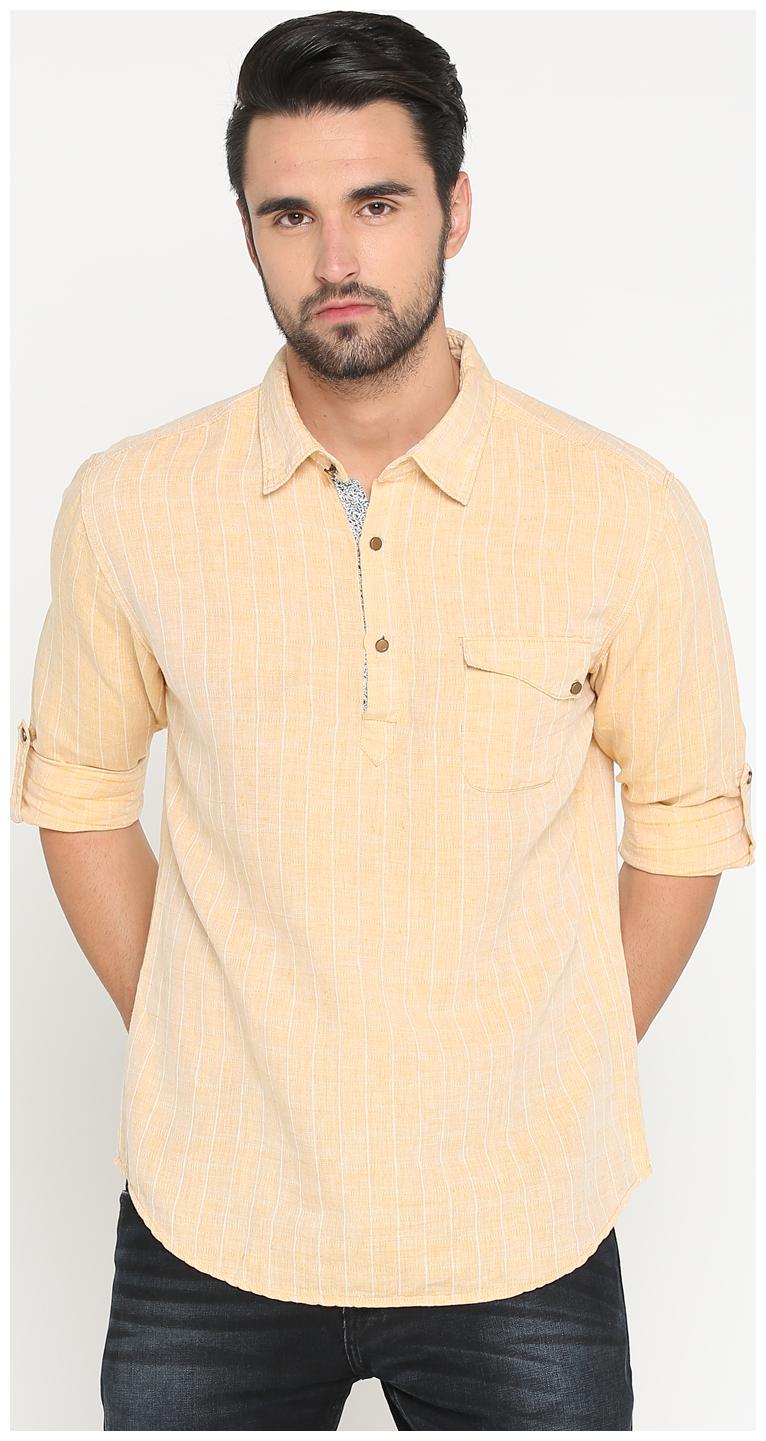 

Show off Men Yellow Checked Slim Fit Casual Shirt
