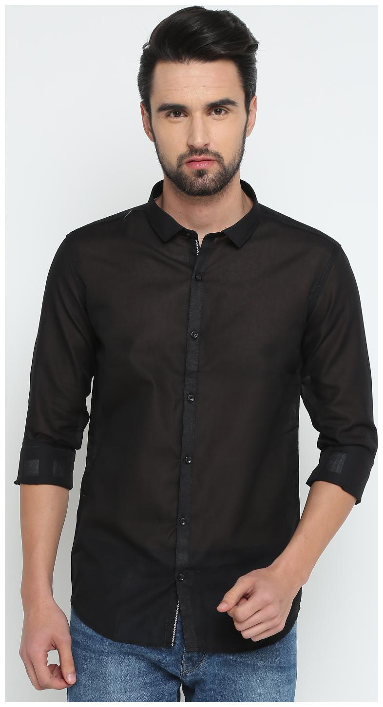 

WITH Men Black Solid Slim Fit Casual Shirt