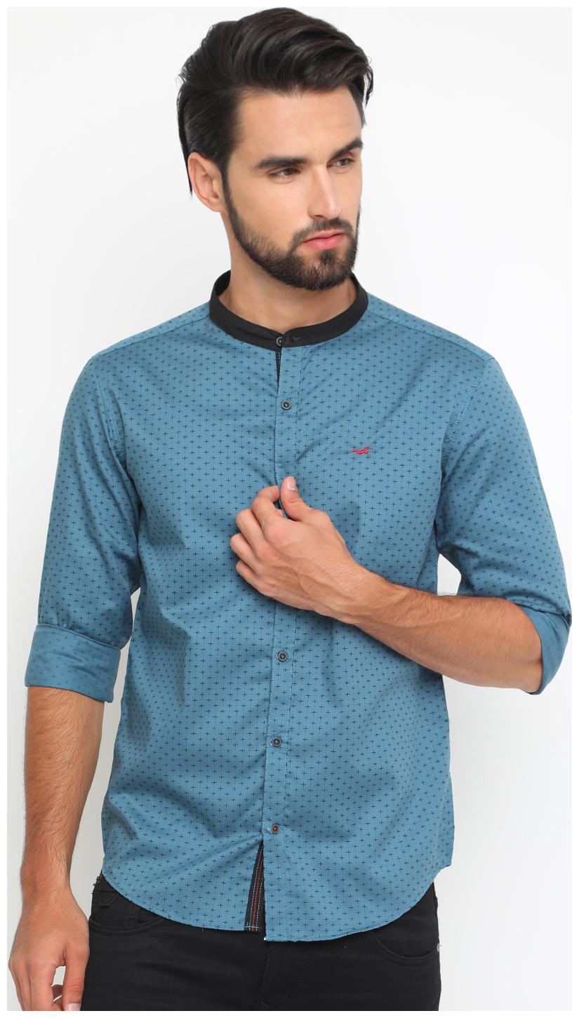 

WITH Men Green Printed Slim Fit Casual Shirt