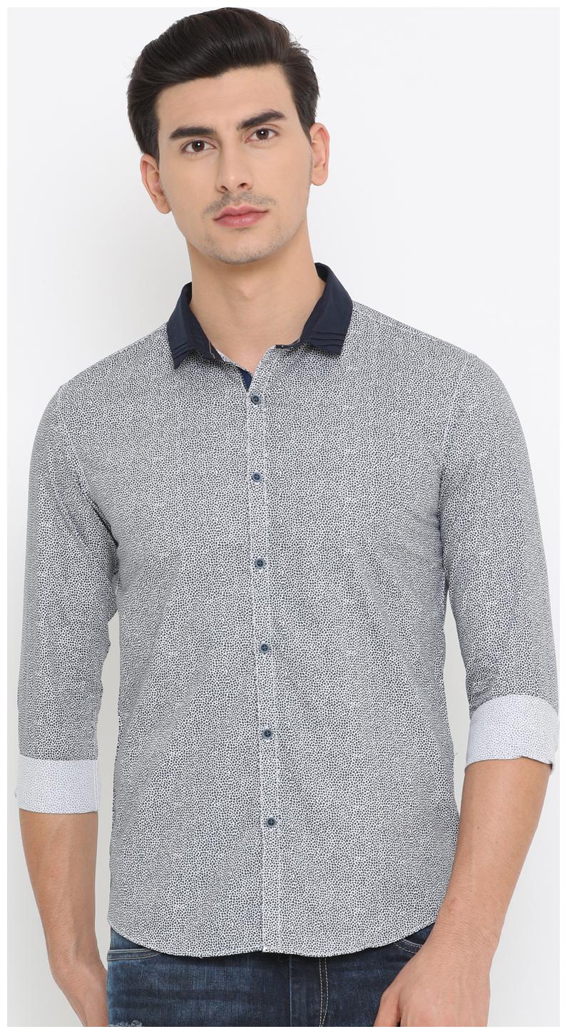 

WITH Men White Printed Slim Fit Casual Shirt