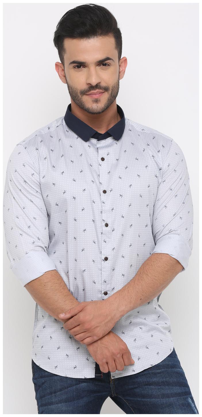 

WITH Men White Printed Slim Fit Casual Shirt