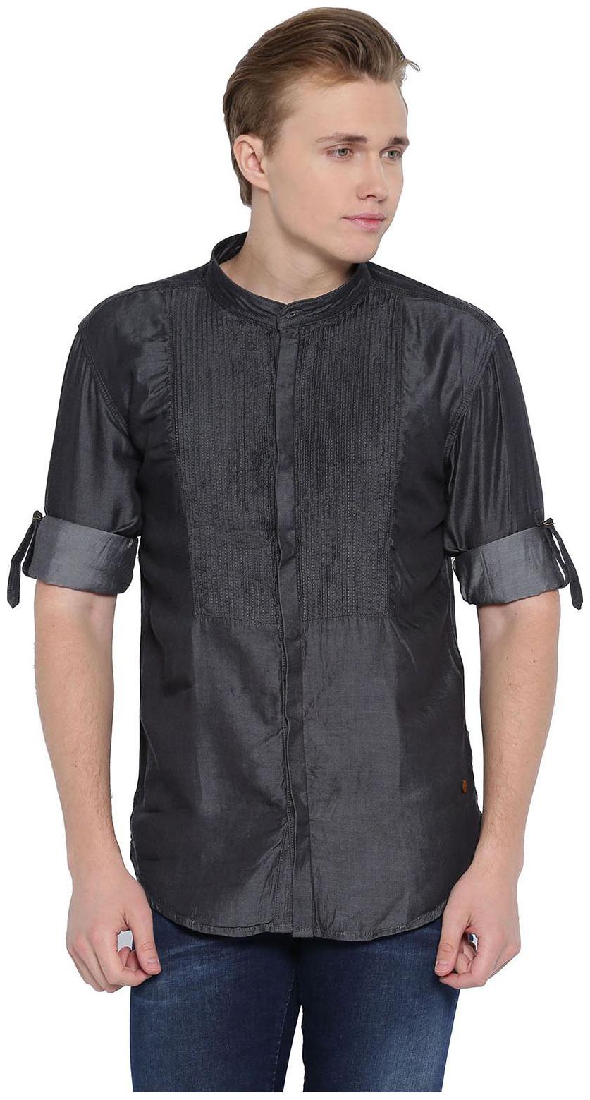 

WITH Men Black Solid Slim Fit Casual Shirt