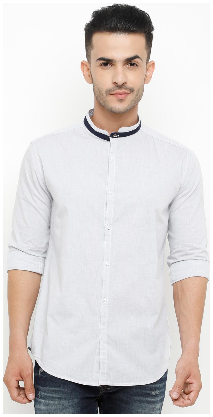 

WITH Men Grey Solid Slim Fit Casual Shirt