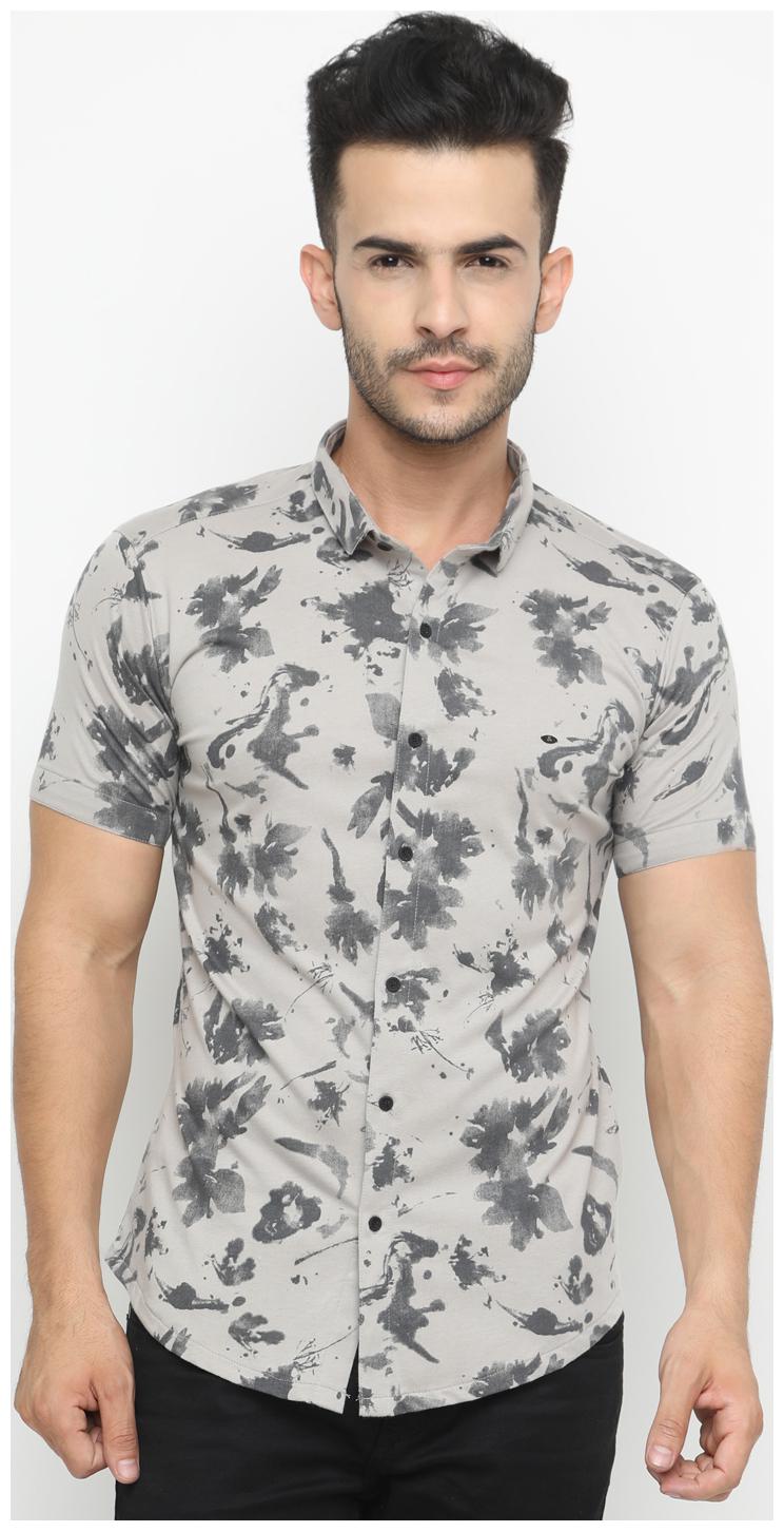 

WITH Men Grey Printed Slim Fit Casual Shirt