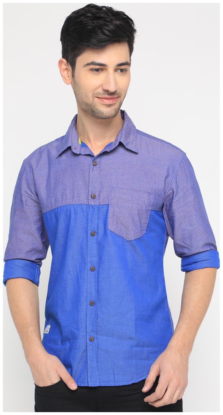 

WITH Men Blue Solid Slim Fit Casual Shirt